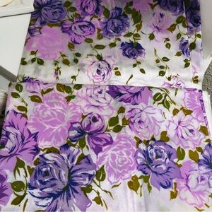 MCM Vintage Vinyl Shower Curtain and Bathroom Cafe Curtain Set Purple Roses